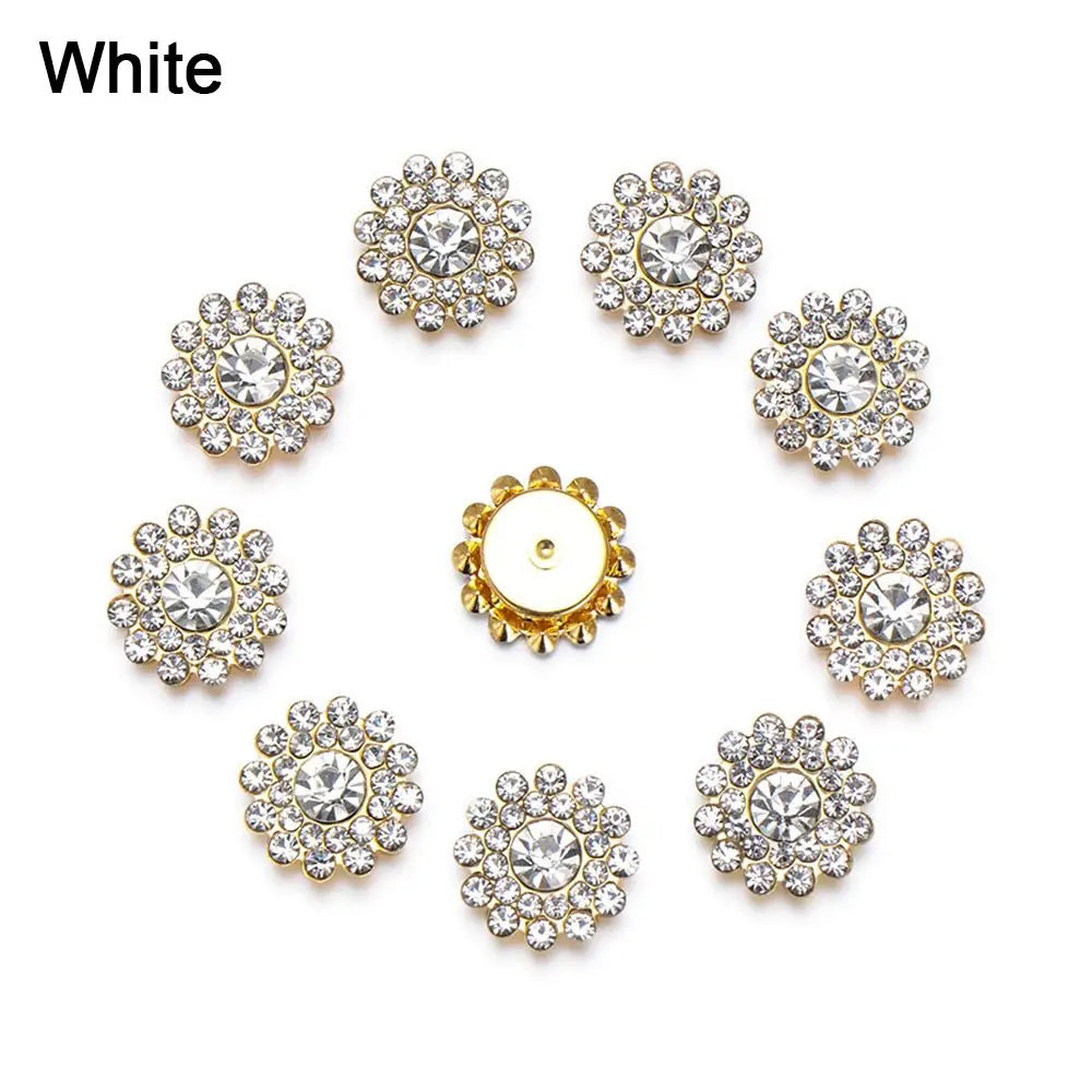 10PCS Pearl Flower Rhinestone Buttons | Crystal Sewing Embellishments