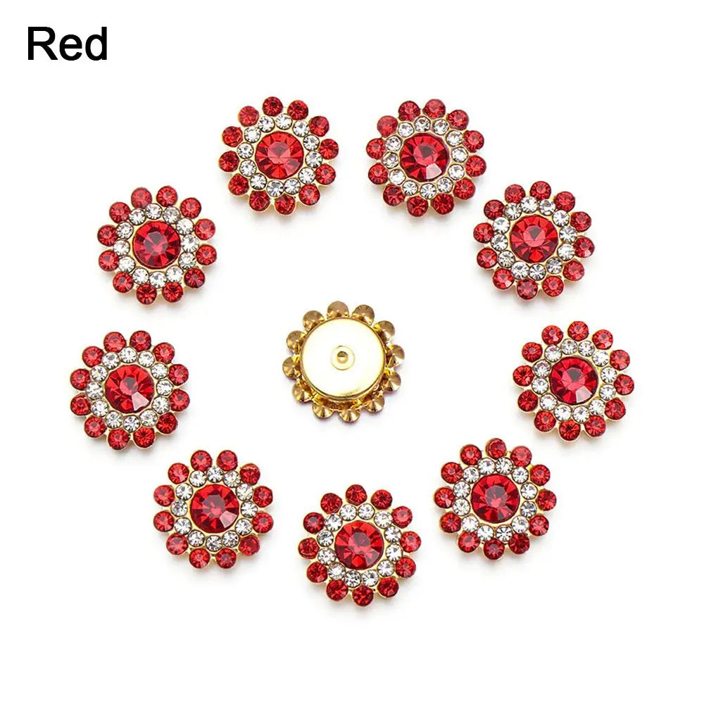 10PCS Pearl Flower Rhinestone Buttons | Crystal Sewing Embellishments