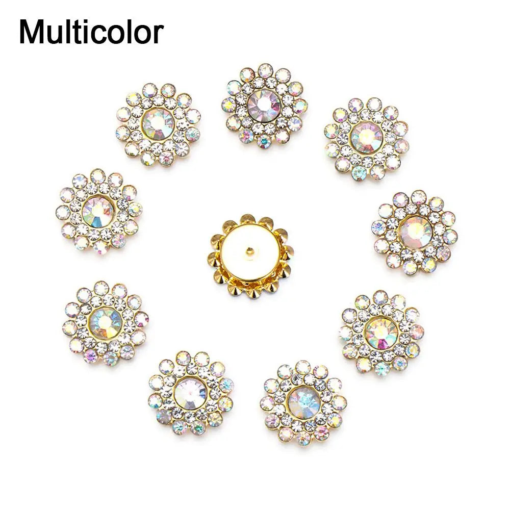 10PCS Pearl Flower Rhinestone Buttons | Crystal Sewing Embellishments