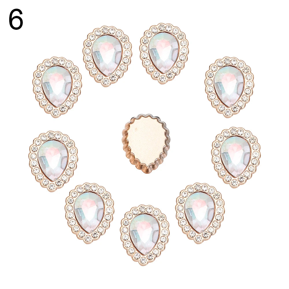 10PCS Pearl Flower Rhinestone Buttons | Crystal Sewing Embellishments