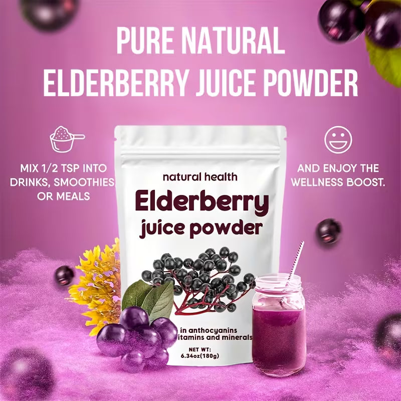 Elderberry Juice Powder 6.34oz – Natural Freeze-Dried Fruit Powder Peaceful Pleasures