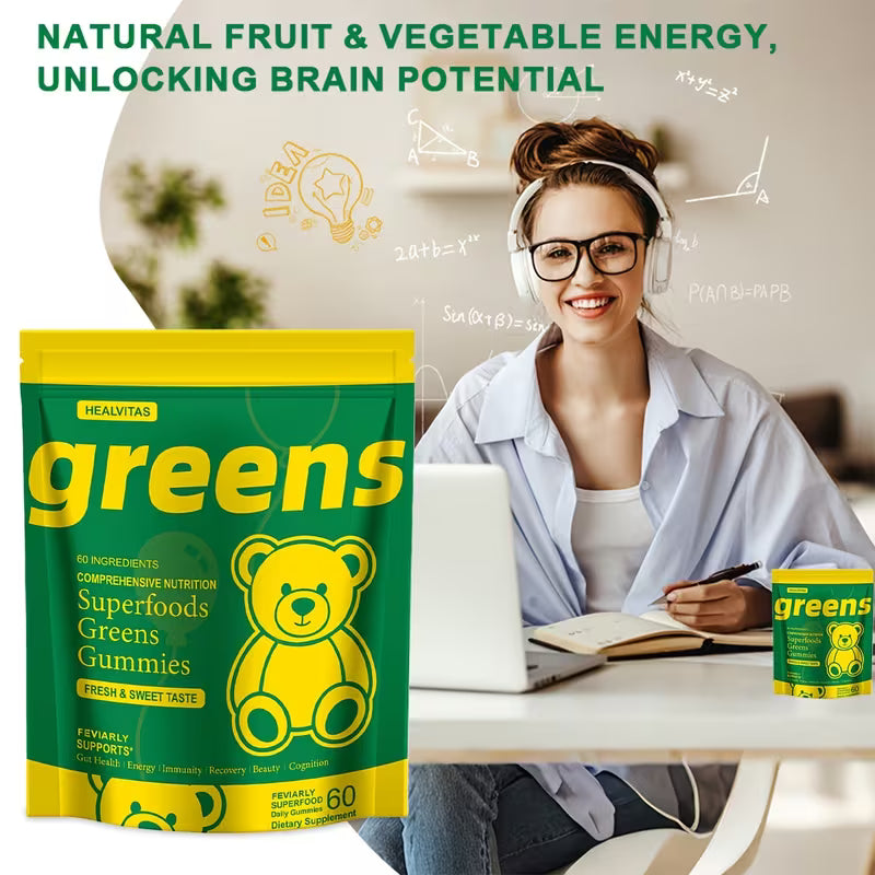Daily Superfood Greens Gummies for Health Multivitamins