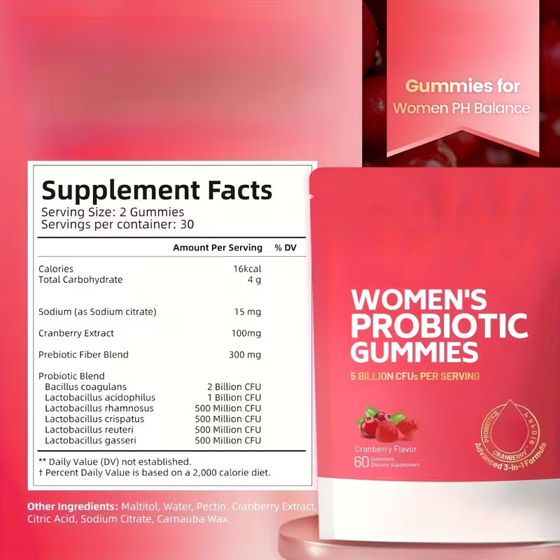 Probiotics for Women – Feminine Balance pH Gummies with Vitamin C & Cranberry Peaceful Pleasures