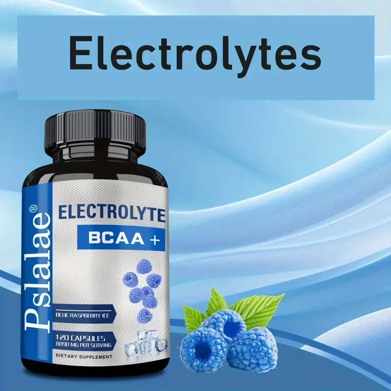 Electrolyte BCAA+ Blue Raspberry – L-Valine, L-Isoleucine, Muscle Support – 120 Capsules Peaceful Pleasures