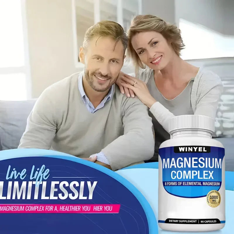 Magnesium Complex Capsules with Malate and Glycinate Plus 8 Elemental Magnesium - 2 Pack (180 Capsules) Dietary Supplement Peaceful Pleasures Health and Wellness