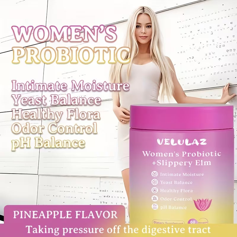 Women's Probiotic + Slippery Elm Gummies – 60 Count, Hawaiian Pineapple Peaceful Pleasures