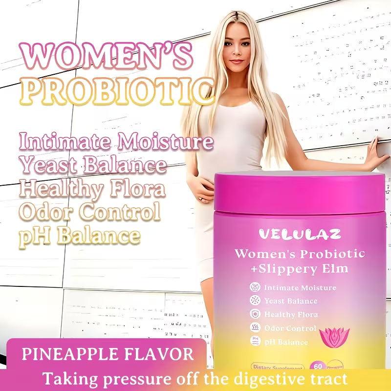 Women's Probiotic + Slippery Elm Gummies – 60 Count, Hawaiian Pineapple Peaceful Pleasures