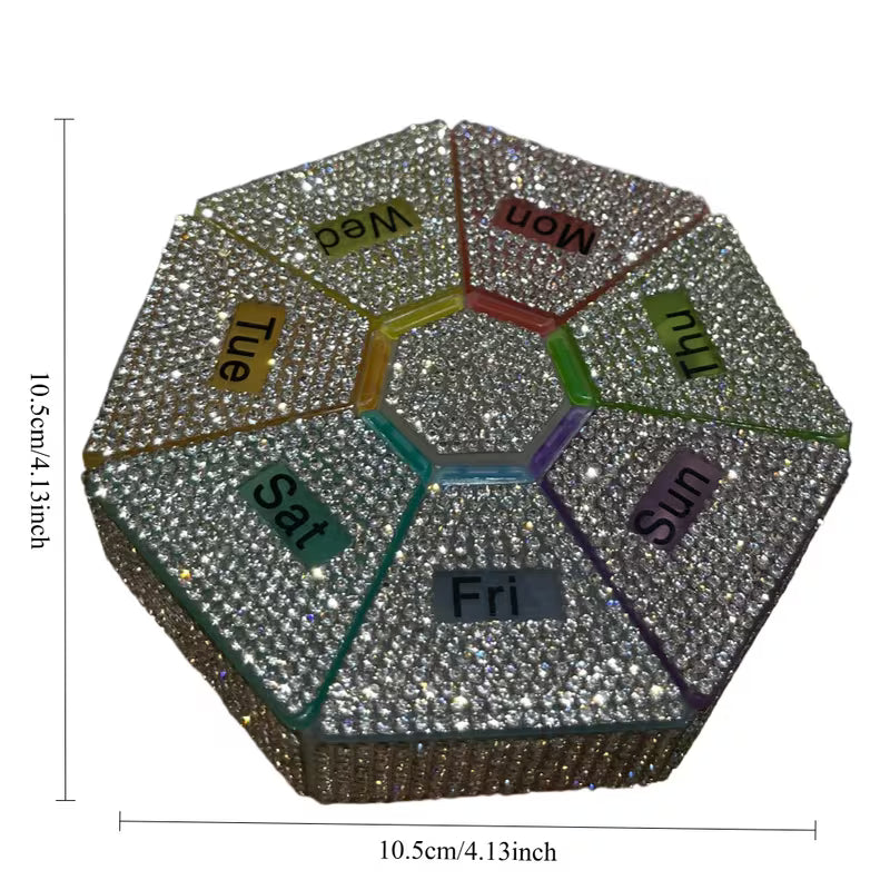 Heptagonal 7-Grid Weekly Pill Organizer | Portable Travel Medicine Box Peaceful Pleasures