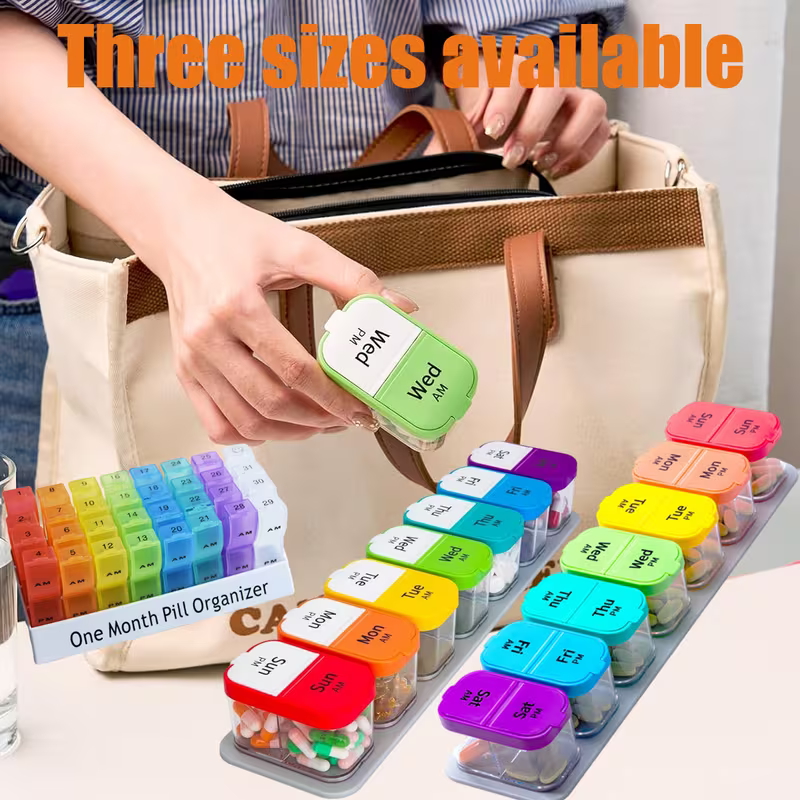 31-Day Portable Pill Organizer with Dividers