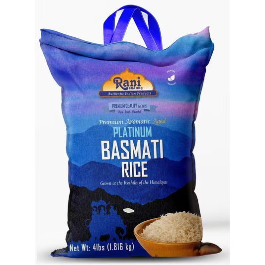 Rani Platinum White Basmati Rice Extra Long Aged 4lb Peaceful Pleasures
