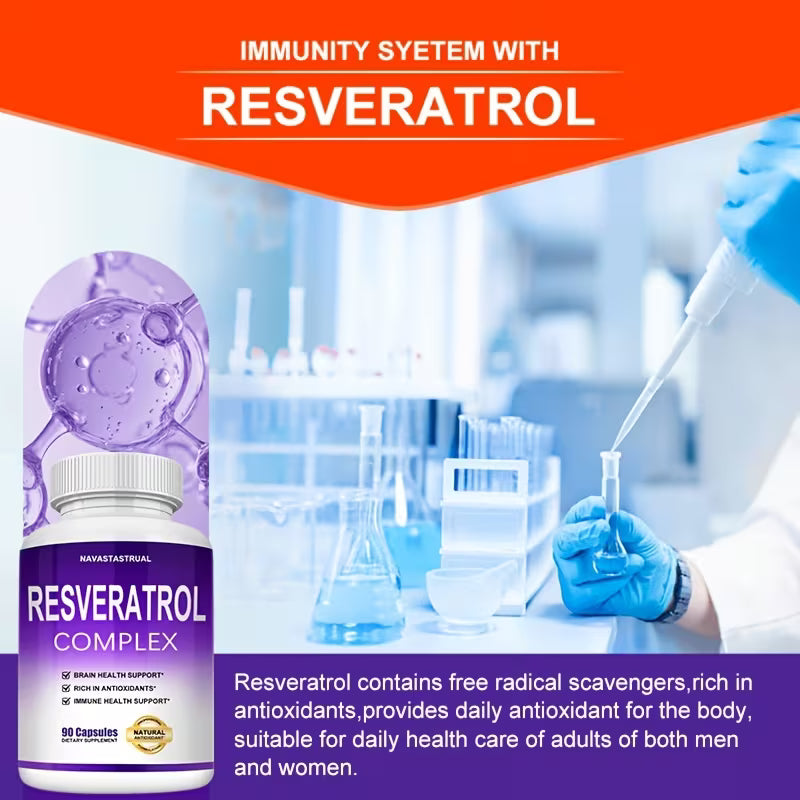 Resveratrol Complex Supplement – 90 Capsules Dietary Supplement Peaceful Pleasures
