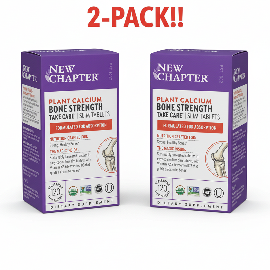 New Chapter Bone Strength Take Care (2-Pack) | Organic Whole-Food Calcium, K2 & D3 | 240 Total Vegetarian Tablets