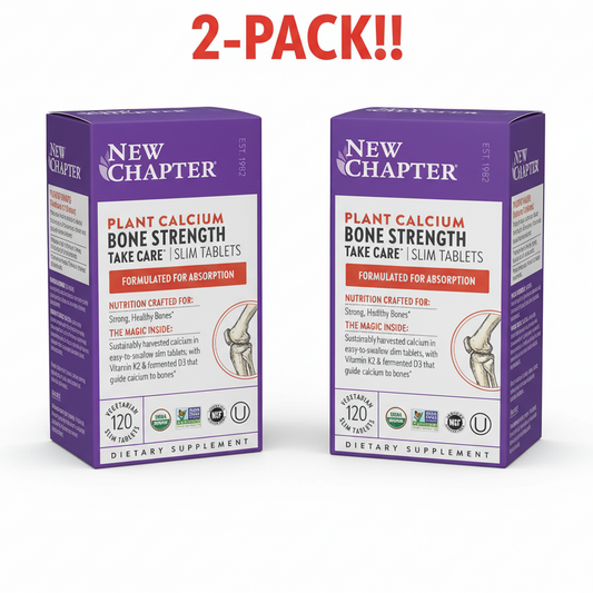 New Chapter Bone Strength Take Care (2-Pack) | Organic Whole-Food Calcium, K2 & D3 | 240 Total Vegetarian Tablets