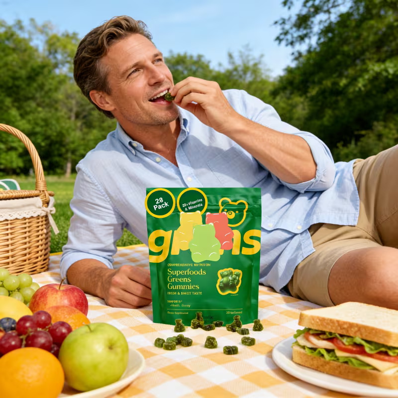Superfoods Greens Gummies – 60 Daily Nutrition Gummies Peaceful Pleasures