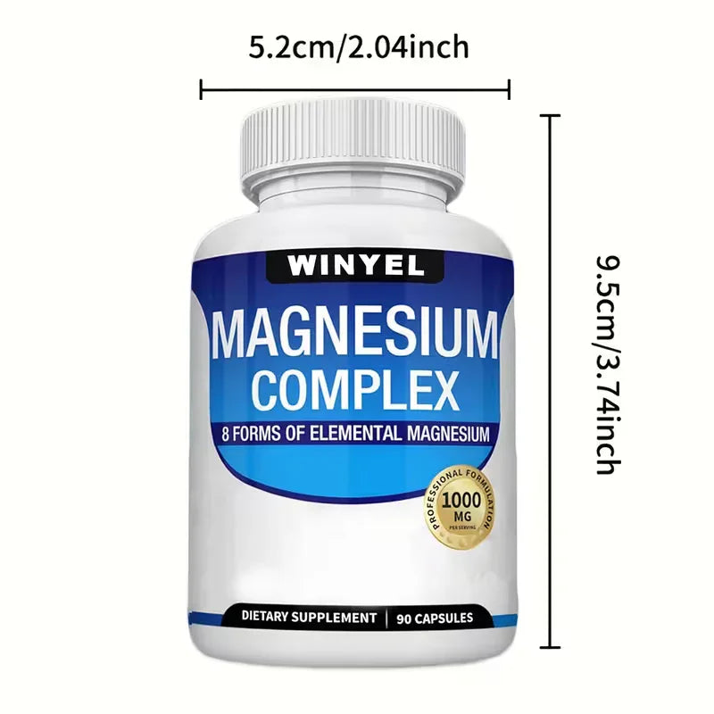 Magnesium Complex Capsules with Malate and Glycinate Plus 8 Elemental Magnesium - 2 Pack (180 Capsules) Dietary Supplement Peaceful Pleasures Health and Wellness