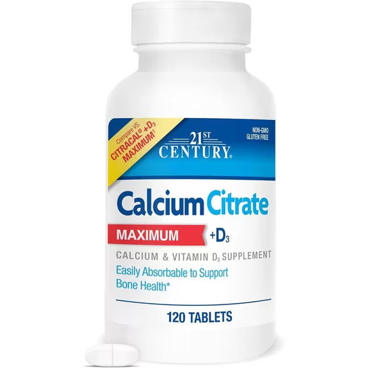 21st Century Calcium Citrate + D3 Caplets Maximum - 120 ct Peaceful Pleasures