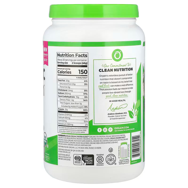 Nutritional supplement container with green lid and label on a white background