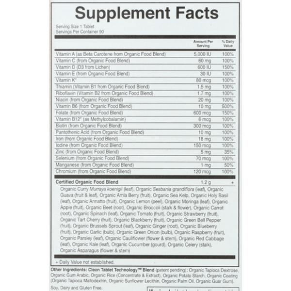 Supplement facts label with detailed nutritional information on a white background