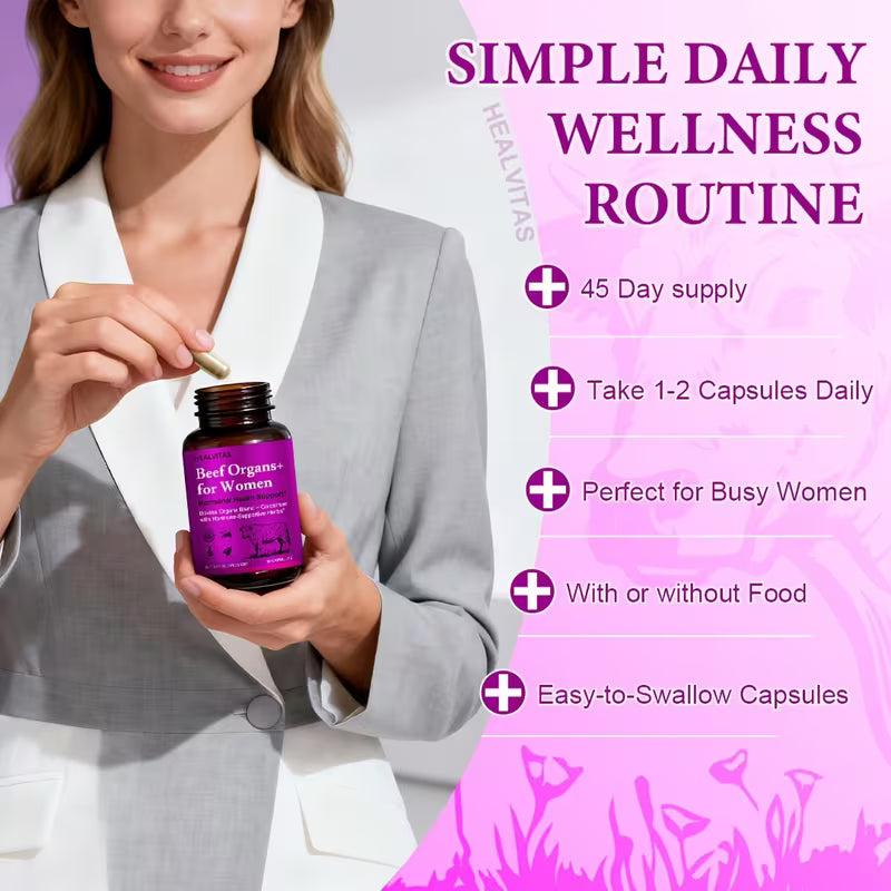 Grass Fed Beef Organ Supplement for Women – 180 Capsules Peaceful Pleasures