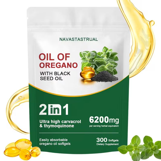 Oil of Oregano Softgels 6200mg – 300 Count | 4X Strength Carvacrol & Thymoquinone Peaceful Pleasures