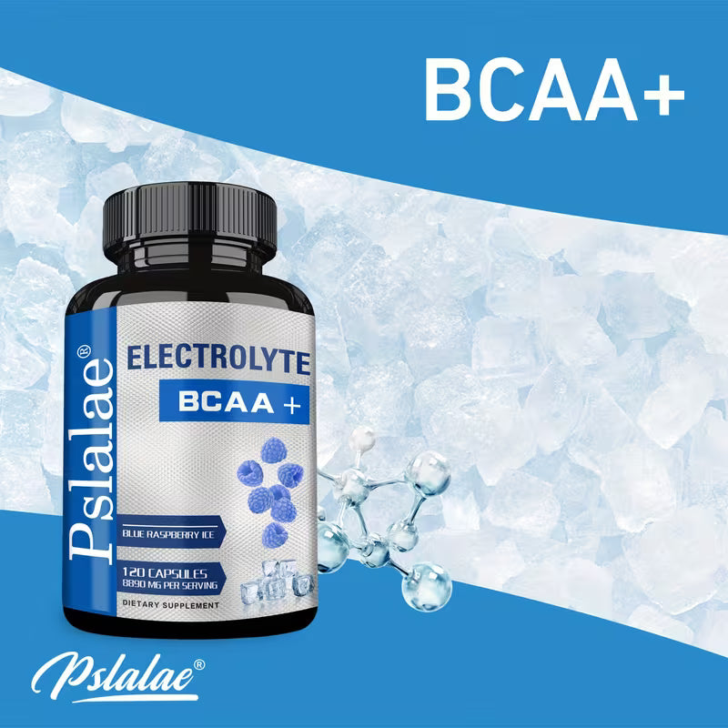 Electrolyte BCAA+ Blue Raspberry – L-Valine, L-Isoleucine, Muscle Support – 120 Capsules Peaceful Pleasures