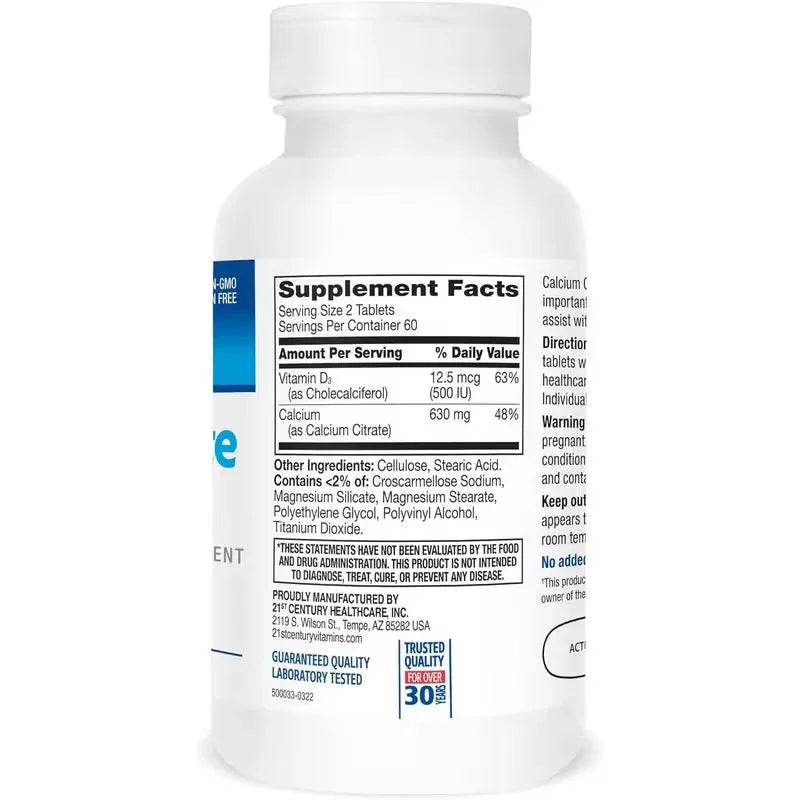 21st Century Calcium Citrate + D3 Caplets Maximum - 120 ct Peaceful Pleasures