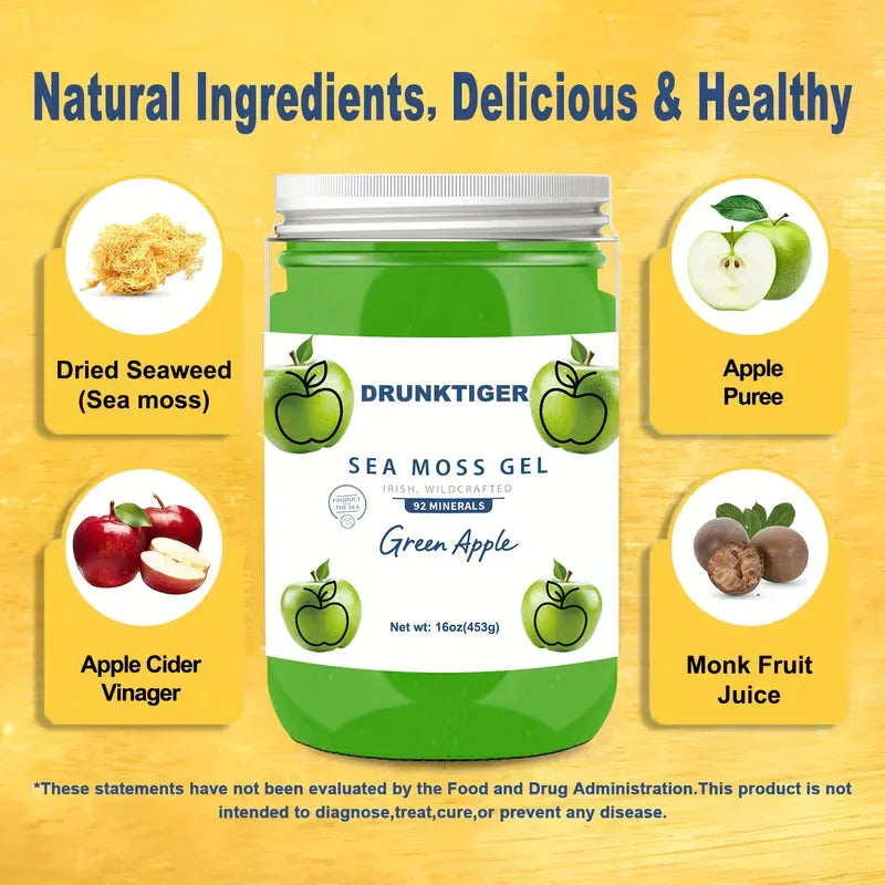 Sea Moss Gel 2-Pack – Green Apple | 92 Minerals & Prebiotics Peaceful Pleasures