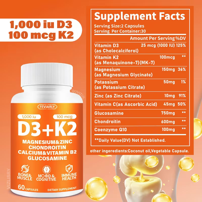 Vitamin D3 K2 Supplement Capsules Peaceful Pleasures