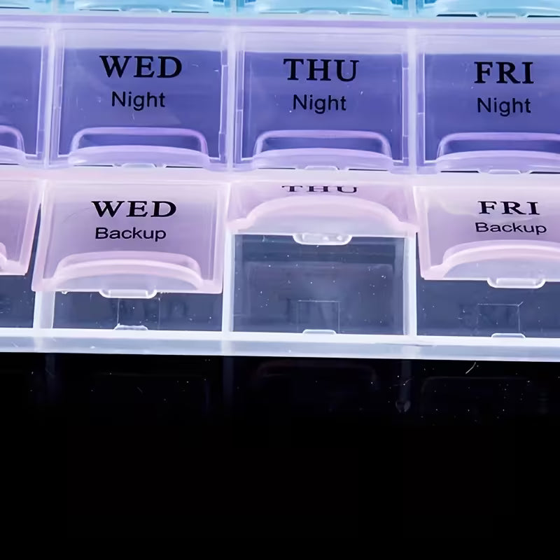 Colorful 4-Week Pillbox | 28-Compartment Medicine Organizer Peaceful Pleasures