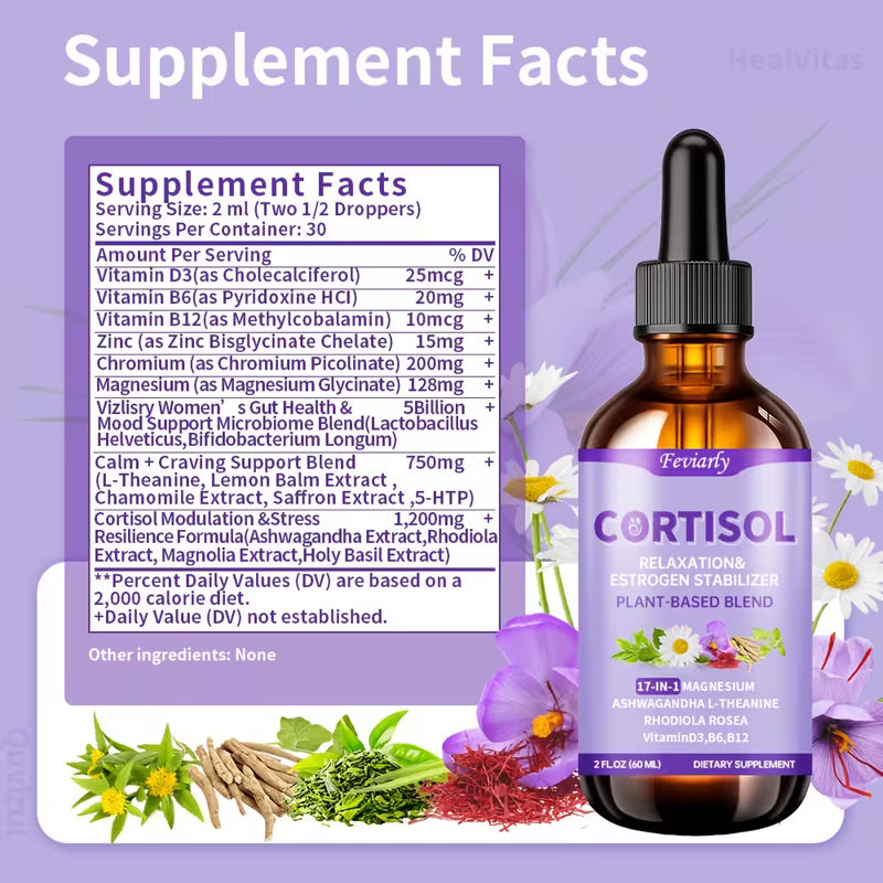 17-in-1 Cortisol Liquid Drops for Women Peaceful Pleasures
