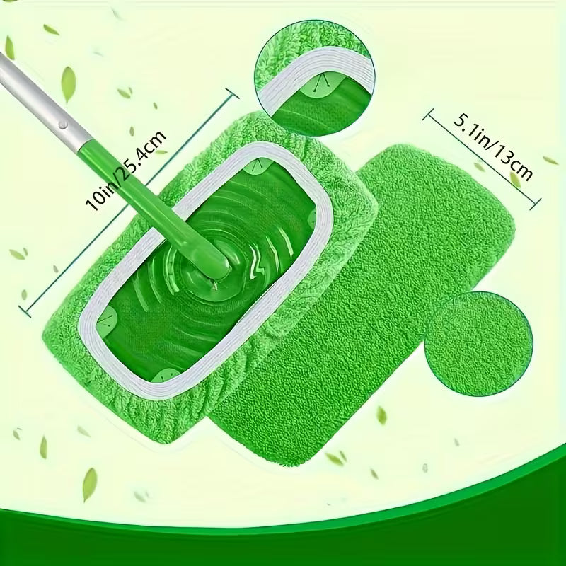 Green cleaning tool with measurements on a green background