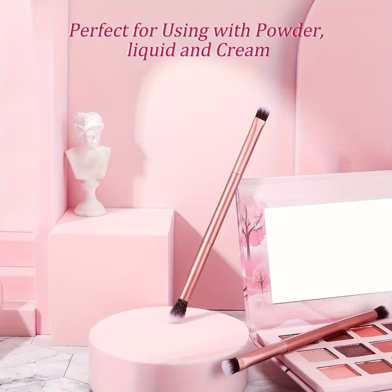 Makeup brushes with a pink background and text 'Perfect for Using with Powder, liquid and Cream'.