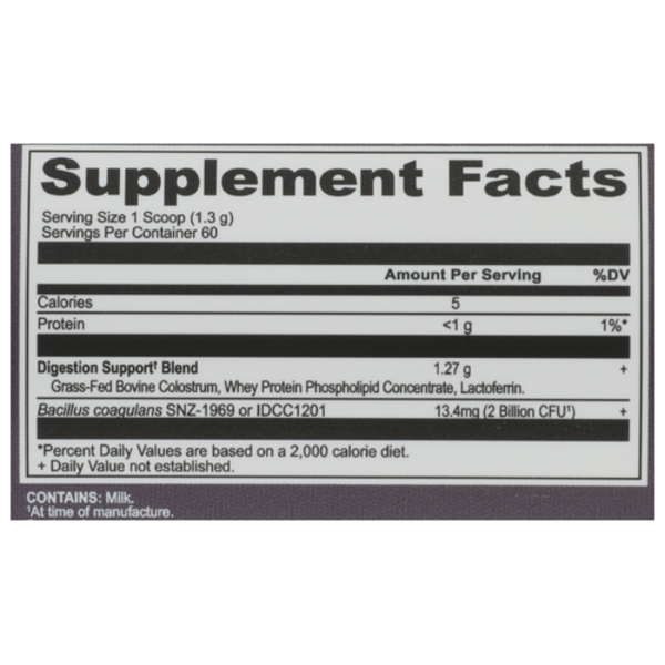 Supplement facts label on a white background