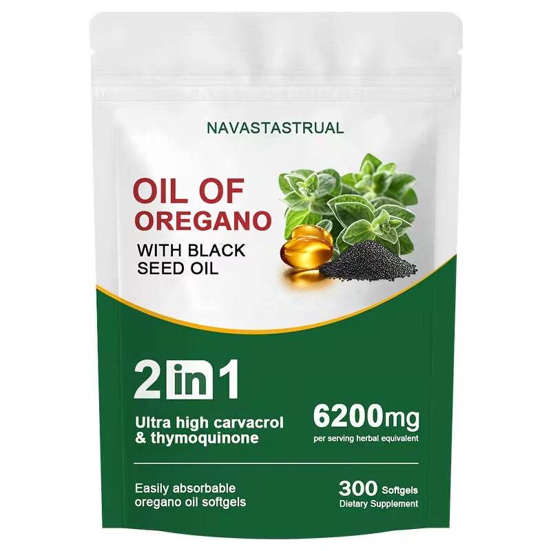 Oil of Oregano Softgels 6200mg – 300 Count | 4X Strength Carvacrol & Thymoquinone Peaceful Pleasures