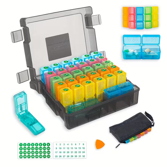 Monthly Pill Organizer – 32 Compartments, 3x Daily, 30-Day Peaceful Pleasures