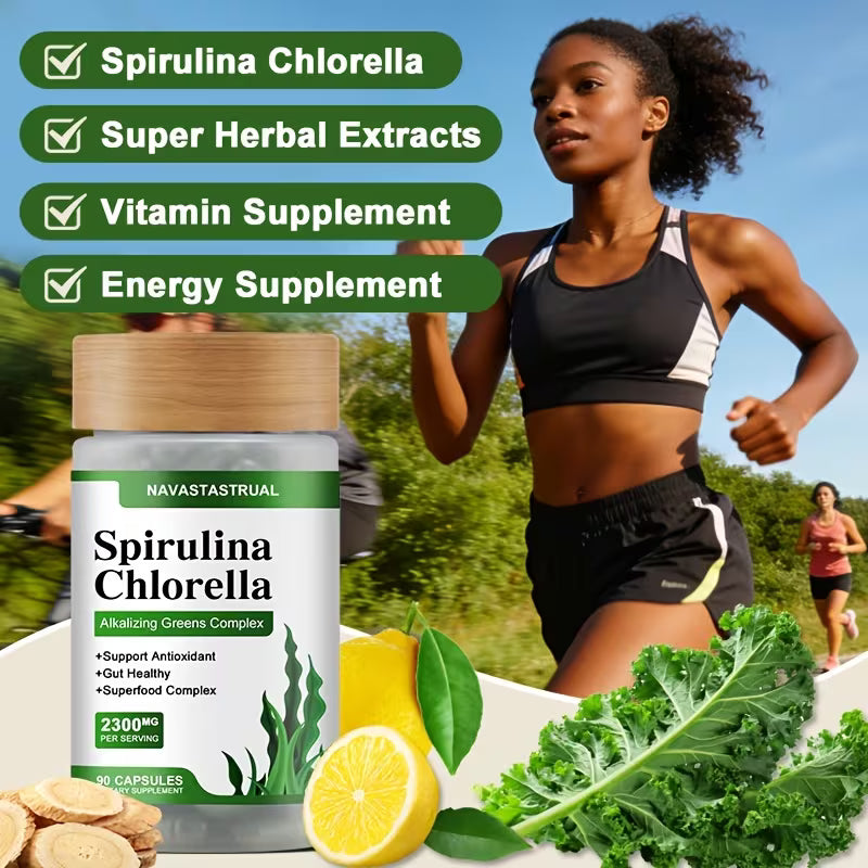 Spirulina & Chlorella 2300mg – 90 Capsules Peaceful Pleasures