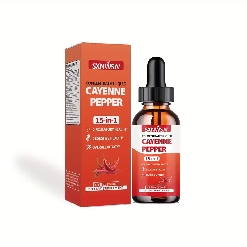 Sxnvsn Cayenne Pepper supplement bottle and packaging on a white background