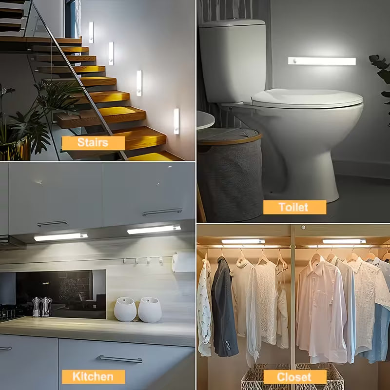 6pcs LED Motion Sensor Cabinet Light – USB Rechargeable Peaceful Pleasures