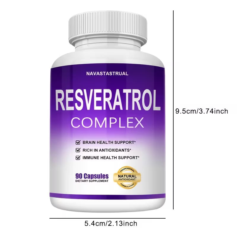 Resveratrol Complex Supplement – 90 Capsules Dietary Supplement Peaceful Pleasures