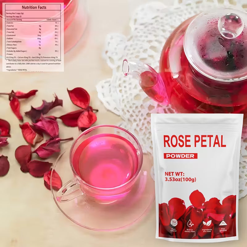 Rose Petal Powder 3.35oz | Tea, Smoothies, Lattes & Face Masks Peaceful Pleasures