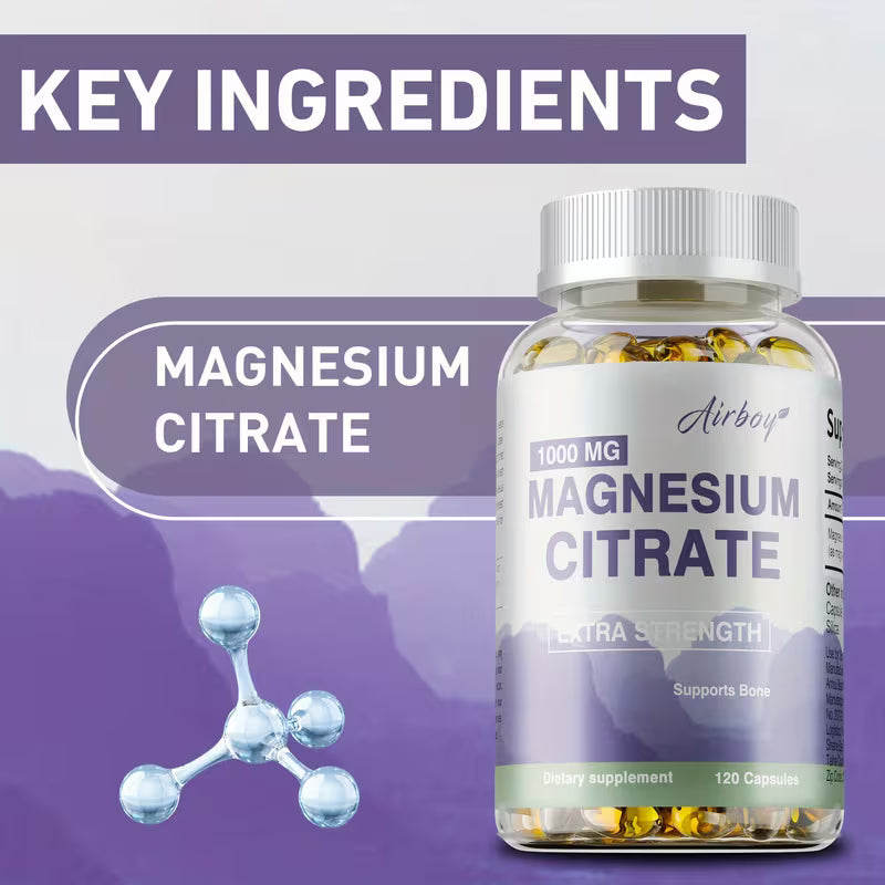Magnesium Citrate 1000mg – Muscle & Nerve Support, 120 Capsules Peaceful Pleasures