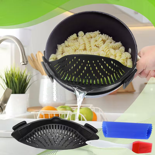 Silicone Clip-On Strainer for Pots & Pans – Kitchen Colander Peaceful Pleasures