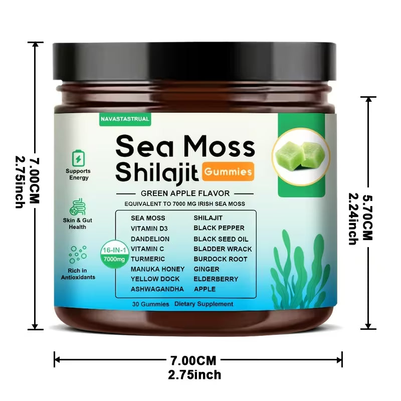 16-in-1 Sea Moss + Shilajit Gummies | 30ct | Green Apple Peaceful Pleasures
