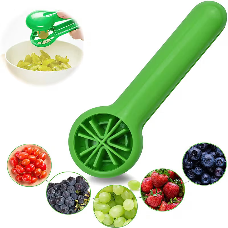 Green fruit斥剥器 with images of fruits on a white background