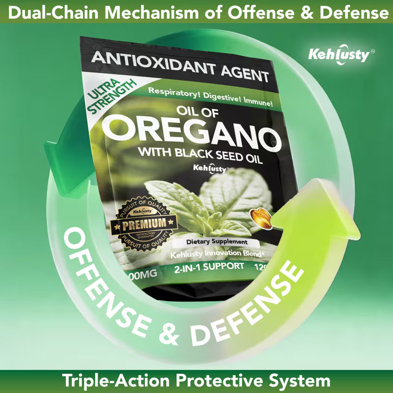 Oil of Oregano Softgels 6000mg | Black Seed Oil | 120ct Peaceful Pleasures