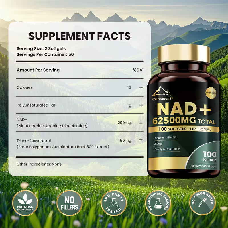 NAD+ Supplement 62500mg | Nicotinamide Riboside & Trans-Resveratrol Peaceful Pleasures