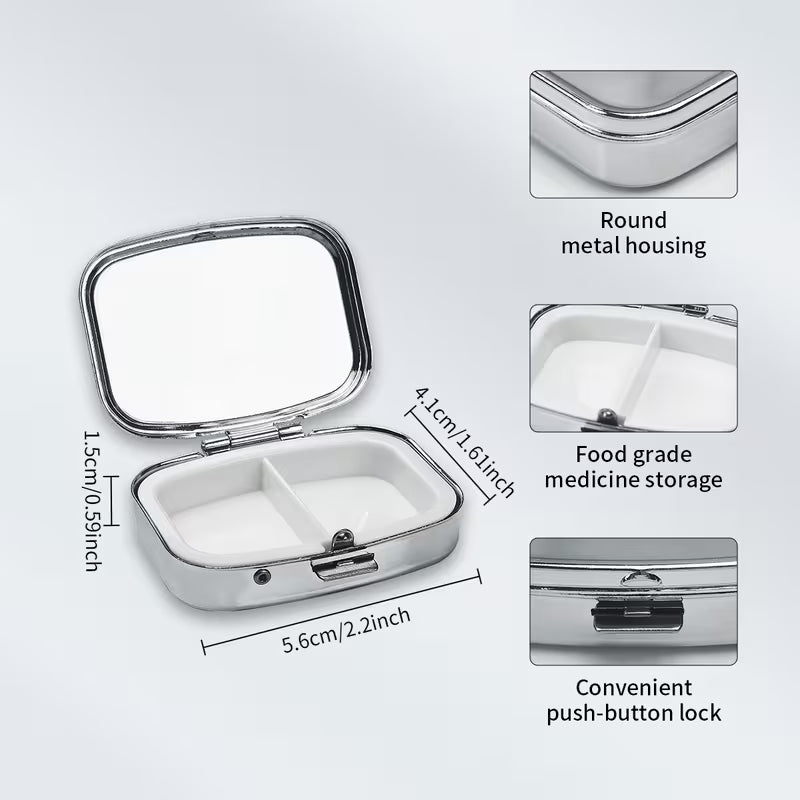 4pcs Flower & Hummingbird Metal Pill Box, Double Compartment Peaceful Pleasures
