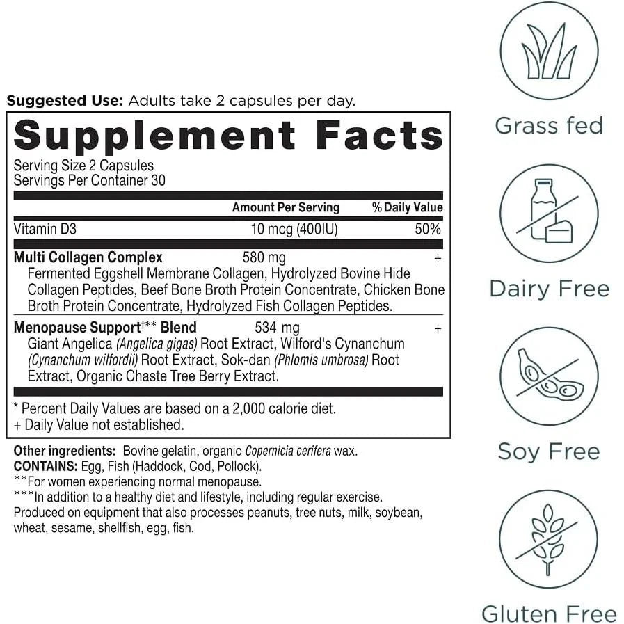 Supplement label with facts and ingredients on a white background