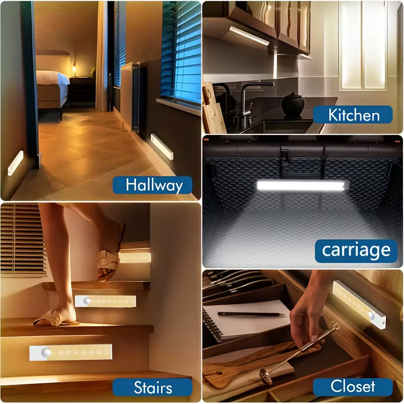 6pcs LED Motion Sensor Cabinet Light – USB Rechargeable Peaceful Pleasures