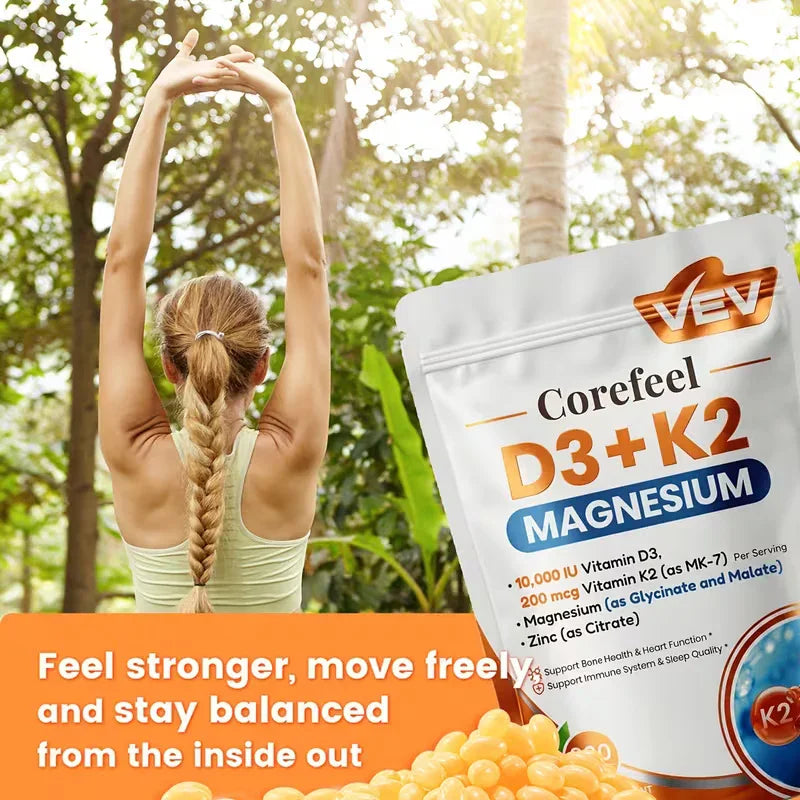 VEV Vitamin D3 K2 10,000IU + Magnesium | 300 Softgels Peaceful Pleasures